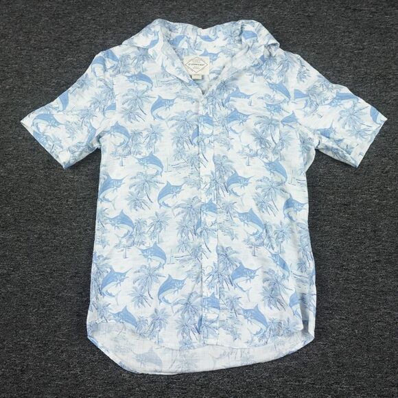 St. John's Bay Other - St Johns‎ Bay Shirt Mens Small White Blue Palms Summer Pockets Outdoors Adult